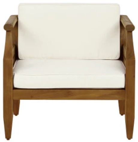 Linon Corolla Beige Acacia/Fabric Outdoor Club Chair-3