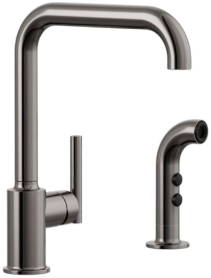 KOHLER® Purist® Vibrant Titanium Single-Handle Kitchen Sink Faucet with Side Sprayer-0