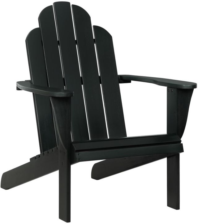 Linon Adirondack Black Wooden Outdoor Chair-0