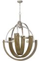 Cal® Lighting & Accessories Rauma Brushed Steel/Wood Chandelier-0