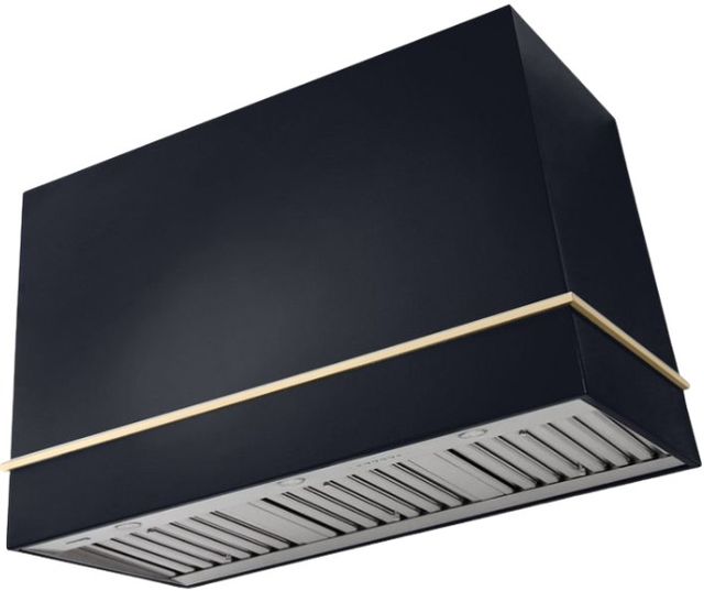 AGA Loge 48" Gloss Black Wall Mounted Range Hood  with Polished Brass Trim-0