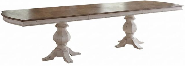 Liberty Furniture Magnolia Manor 7-Piece Antique White/Ivory/Weathered Bark Double Pedestal Dining Set-1