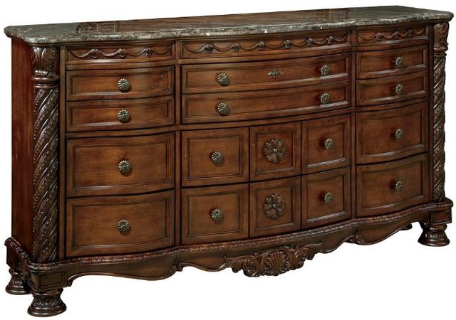 Millennium® by Ashley® North Shore 2-Piece Dark Brown Queen Sleigh Bed Set-2
