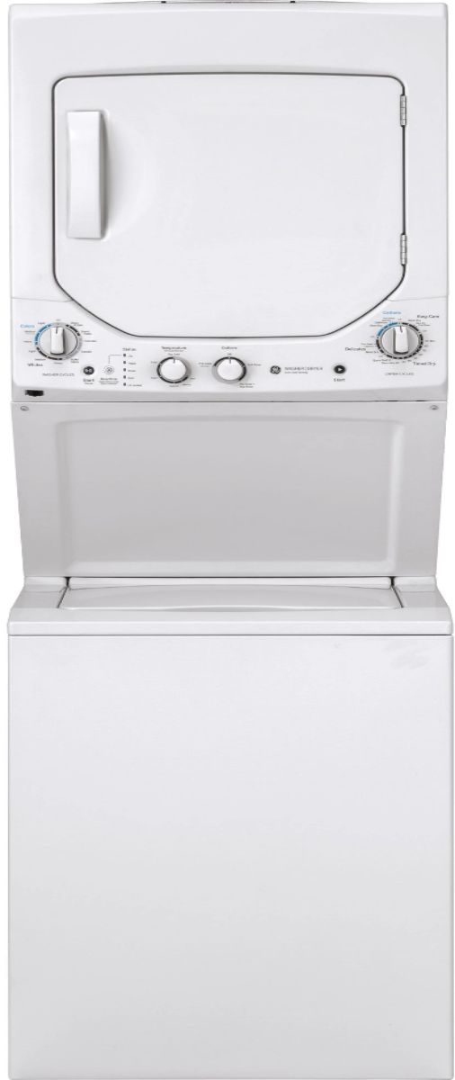 GE® Unitized Spacemaker® 2.3 Cu. Ft. Washer, 4.4 Cu. Ft. Dryer White On White Gas Laundry Center-0