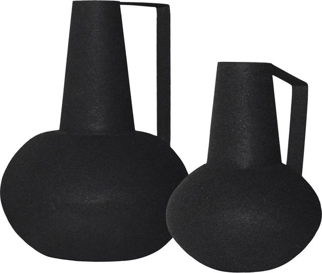 Renwil® Monarda Set of 2 Textured Matt Black Vases-0