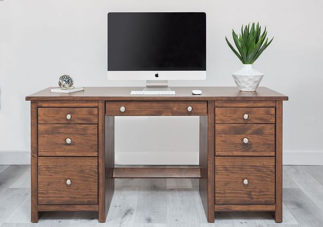 Mako Wood Furniture Inc. Home Office Large Double Pedestal Desk-1