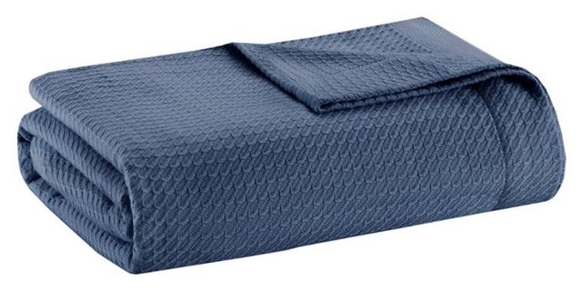 Olliix by Madison Park Egyptian Cotton Blue Twin Blanket-0