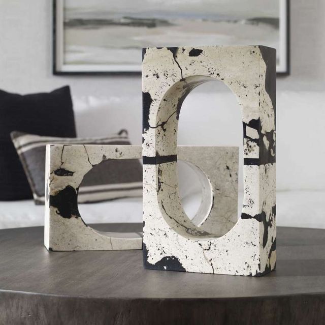 Uttermost® Nouveau Black/White Coral Stone Sculpture-1