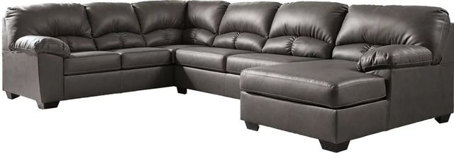 Benchcraft® Aberton 2-Piece Gray Sectional with Ottoman-1