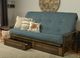 Kodiak Furniture Tucson Linen Aqua/Rustic Walnut Queen Storage Futon with Mattress-4