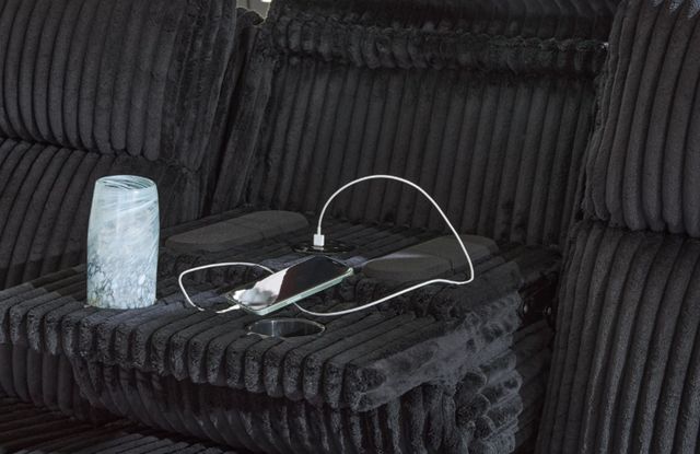 Signature Design by Ashley® Forest Lake Black Power Reclining Sofa with Adjustable Headrest-4