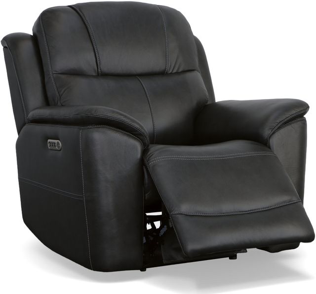 Flexsteel® Crew Raven Power Recliner with Power Headrest and Lumbar-1