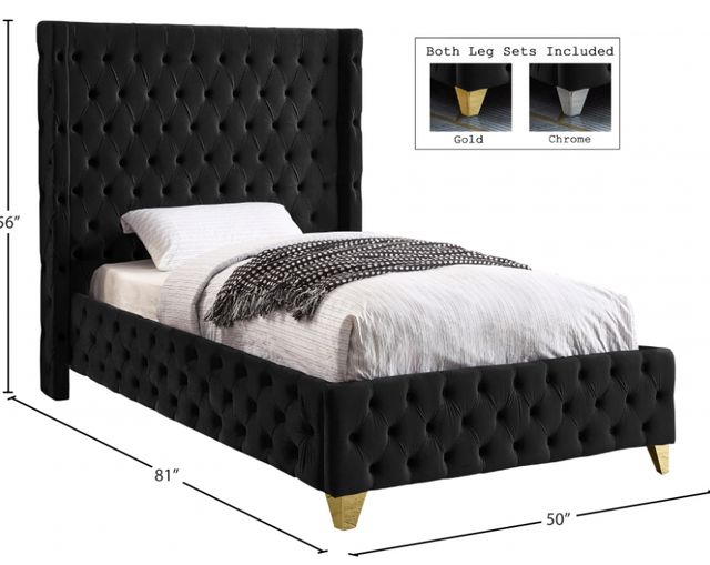 Meridian Furniture Savan Black Twin Upholstered Panel Bed-2