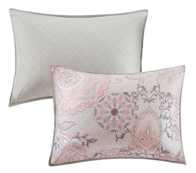 Olliix by Madison Park Isla 8 Piece Blush California King Cotton Printed Reversible Comforter Set-1