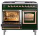 Ilve® Nostalgie II Noblesse 40'' Emerald Green Pro Style Dual Fuel Range with Copper Trim-3