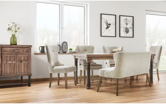 Michael Amini® Crossings Reclaimed Barn Dining Table with Gunmetal Base-1