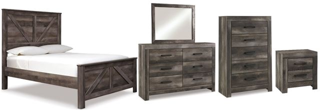Signature Design by Ashley® Wynnlow 5-Piece Gray King Crossbuck Panel Bed Set-0