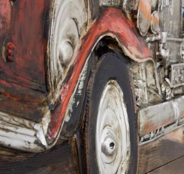 YHD Red Vintage Car Wall Art-2