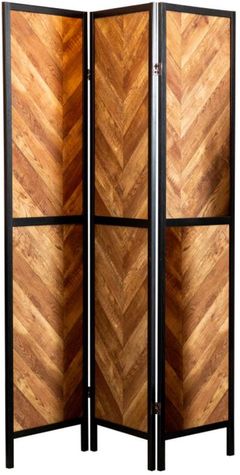 Coaster® Marlene Rustic Tobacco/Black Herringbone Pattern 3-Panel Screen