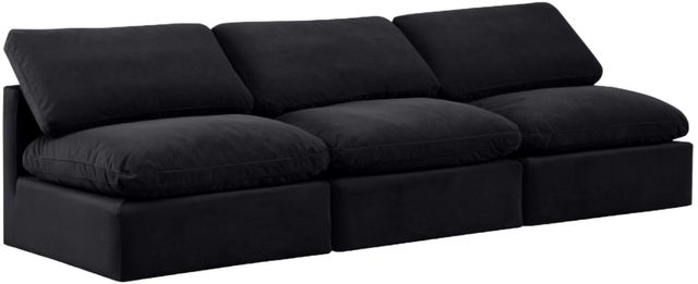 Meridian Furniture Indulge 3-Piece Black Velvet Armless Sofa -0