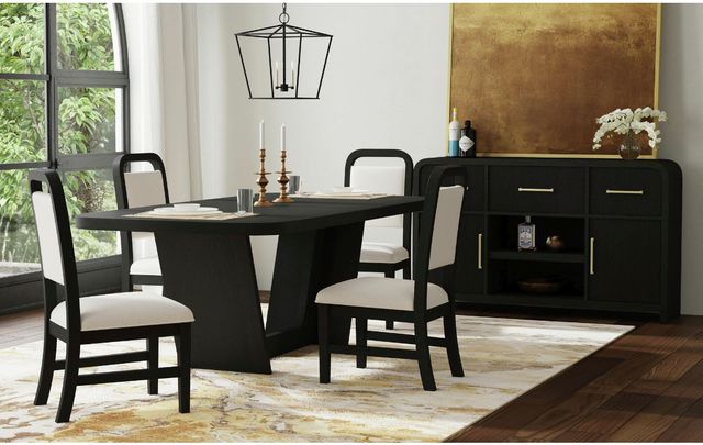 Elements International Ridgemont Black Rectangular Dining Table-1