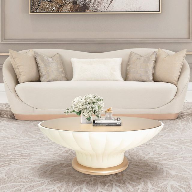Michael Amini® La Rachelle Chardonnay/Medium Champagne Sofa-1