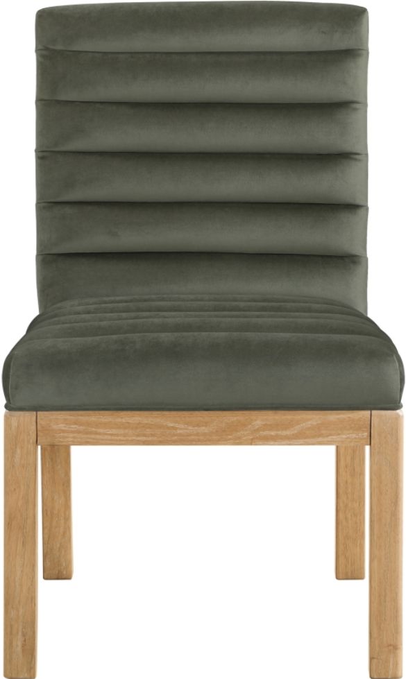 Meridian Furniture Evelyn Green/Natural Velvet Upholstered Side Chair-1