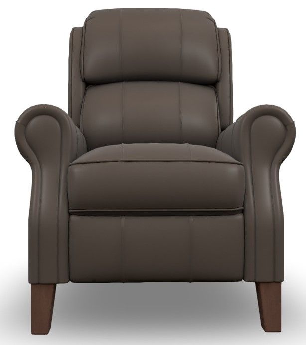 Best® Home Furnishings Customizable Joanna Leather Power High Leg Recliner with Power Tilt Headrest and Dark Walnut Legs-1