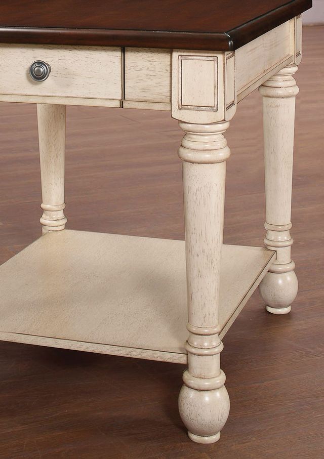 Coaster® Layla Dark Cherry Rectangular End Table with Antique White Base-2