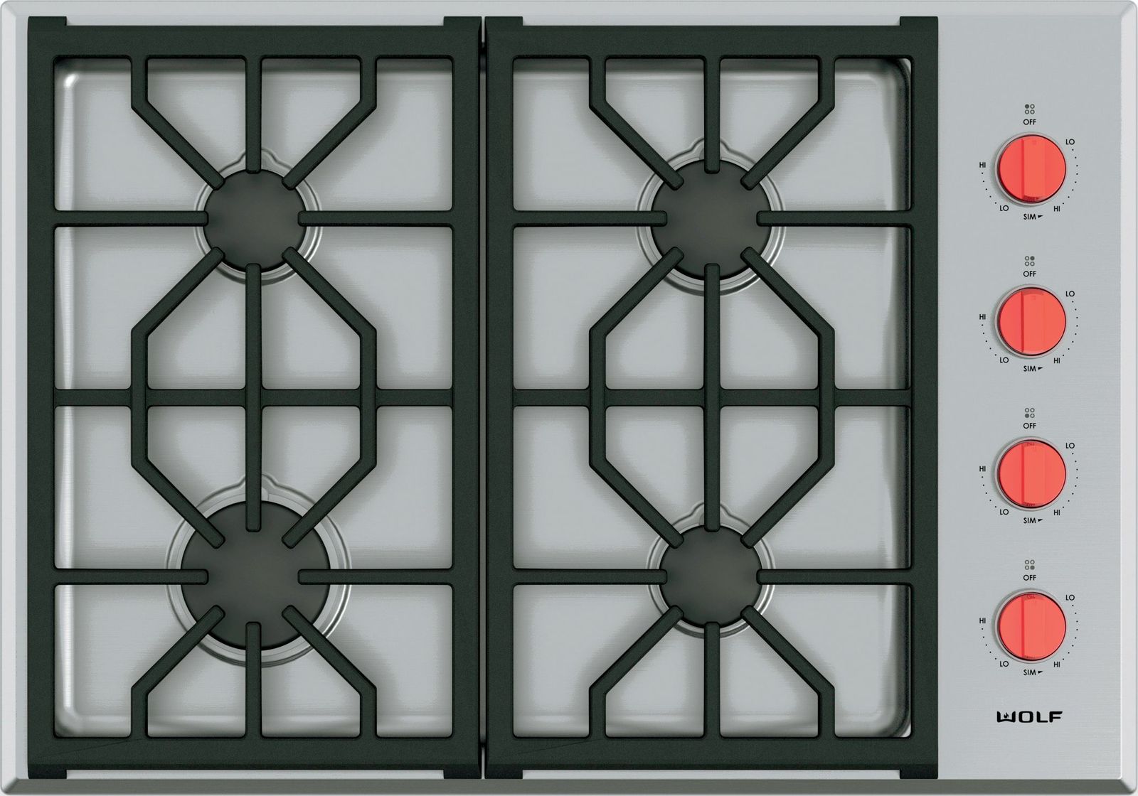 Wolf® 30" Natural Gas Stainless Steel Transitional Cooktop