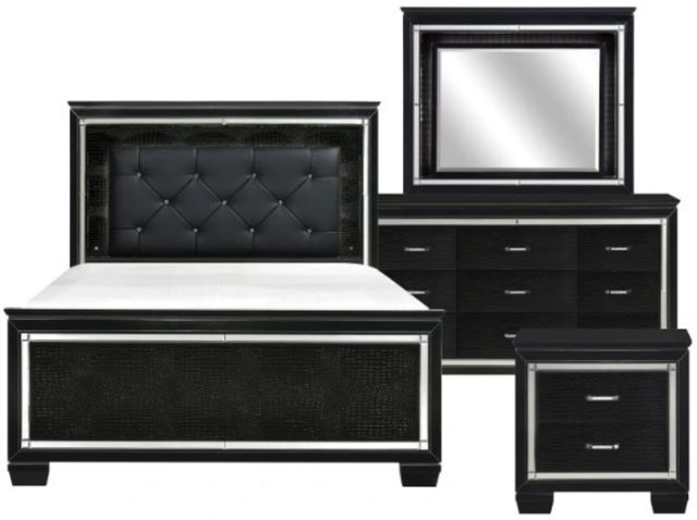 Homelegance® Allura 4-Piece Black Queen Panel Bedroom Set-0