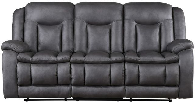 New Classic® Home Furnishings Morello Gray Dual Manual Reclining Sofa-2