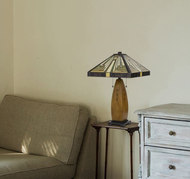 Cal® Lighting & Accessories Tiffany Wood/Yellow Table Lamp-1