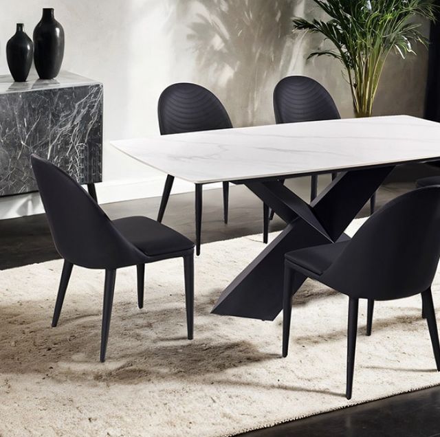 Furniture of America® Lenvik 7-Piece Black/White Dining Table Set-2