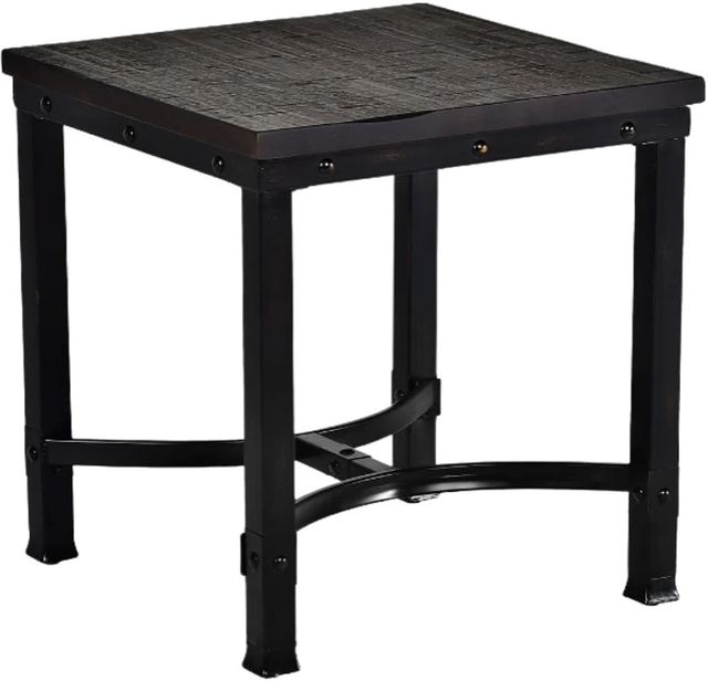 Steve Silver Co. Ambrose Rustic Honey End Table with Antiqued Ebony Base-1