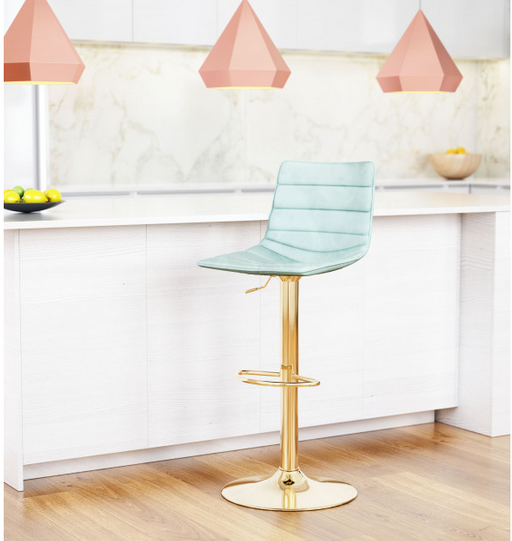 Zuo® Modern Prima Light Green/Gold Bar Chair-2