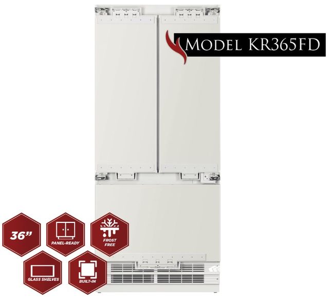 Kucht Professional 36" 19.4 Cu. Ft. Panel Ready Built In Counter Depth French Door Refrigerator-2