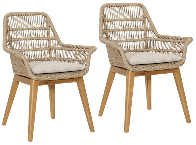 Dovetail Furniture Kenna Ivory/Natural Aluminum/Fabric/Rattan/Teak Outdoor Dining Chair-0