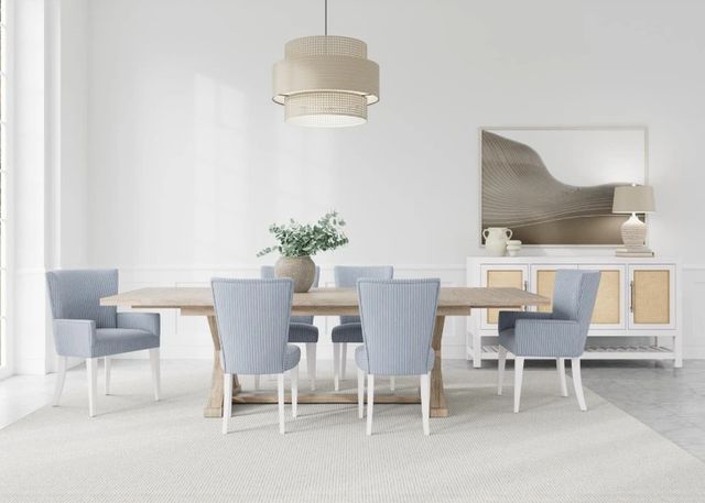 Riverside Furniture Rosalie 2-Piece Blue/White Caps Upholstered Dining Arm Chair Set-1