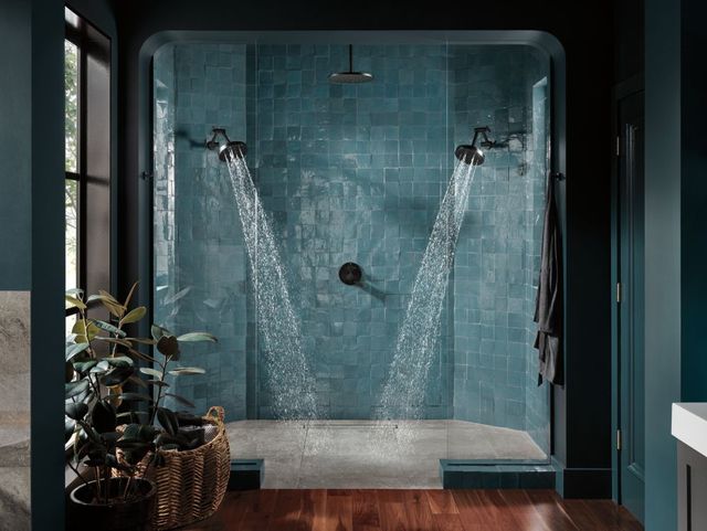 Brizo Beauclere® Matte Black 10" Ceiling Mount Shower Arm and Round Flange-3