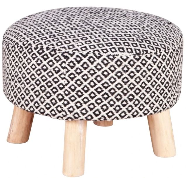 Home Trends & Design Marrakech Gray Septarian/ Handloom Durry Accent Stool-0