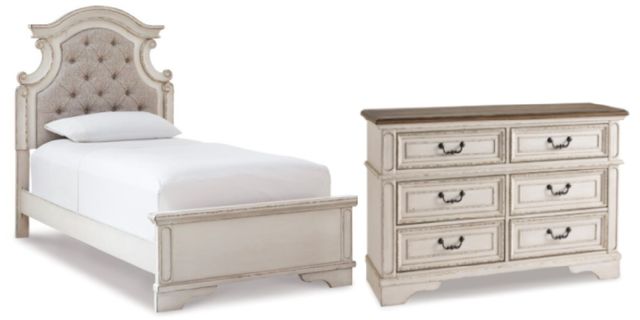 Signature Design by Ashley® Realyn 2-Piece Chipped White Twin Panel Bed Set-1
