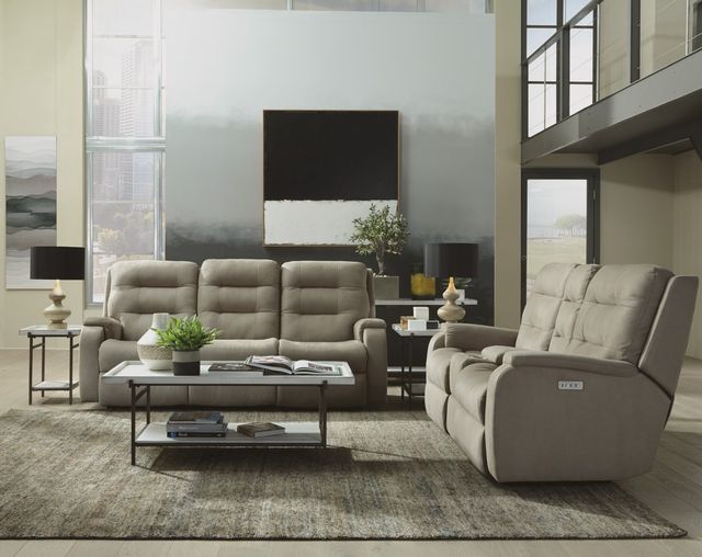 Flexsteel® Arlo Fossil Power Reclining Loveseat with Console and Power Headrests-1