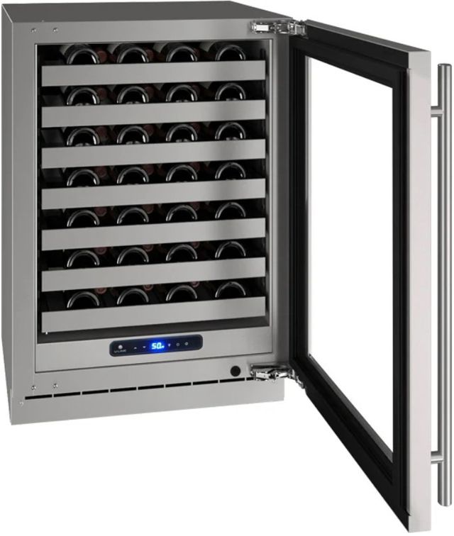 U-Line® 5-Class 24" 5.2 Cubic Feet Stainless Steel Wine Storage-1