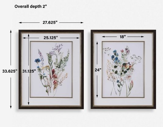 Uttermost® Aisa Jenson 2-Piece Delicate Flowers Framed Print Set-2