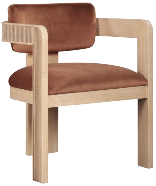 Meridian Furniture Sacha Cognac/Natural Velvet Upholstered Dining Chair-0