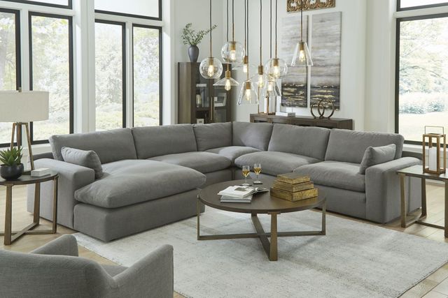 Benchcraft® Elyza 5-Piece Smoke Left-Arm Facing Sectional and Chaise-3