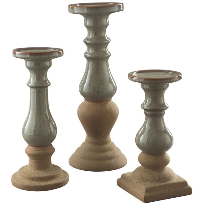 Signature Design by Ashley® Emele 3-Piece Taupe Candle Holder Set-0