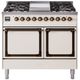 Ilve® Nostalgie II Noblesse 40'' Antique White Pro Style Dual Fuel Range with Burnished Trim-0