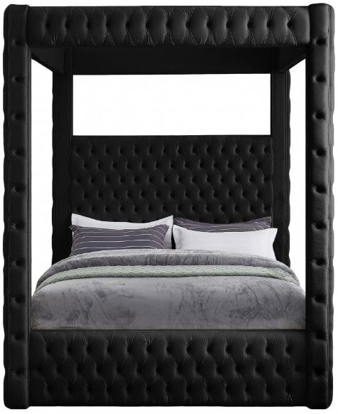 Meridian Furniture Royal Black Queen Upholstered Canopy Bed-1